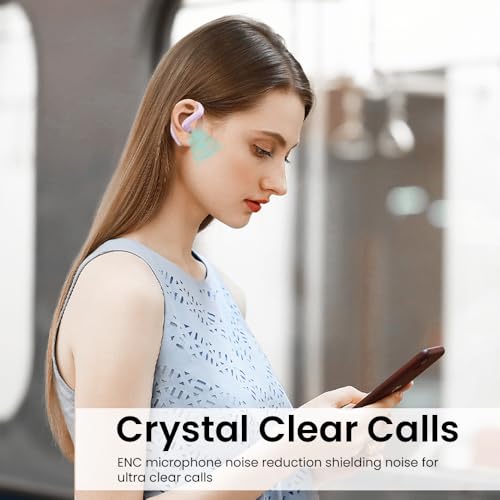 Piluyaa Open Ear Bluetooth 5.3 Earbuds, Wireless Headphones Sport Over Earphones Built-in Mic with Ear Hooks, 58H Playtime Ear Buds Fast Charging, IPX7 Waterproof for Running/Workout—Purple - color: Purple