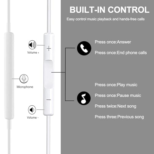 USB C Headphones with Microphone for iPhone 17 16 15 Pro Max,3 Pack | Type-C Wired Earbuds with Volume Control,Nosie Cancelling,Earphone for Galaxy S26 S25 S24, Pixel 10a 9