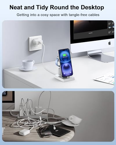 30W Fast Charging Station for Apple Devices - ADADPU 3 in 1 USB C Charger Stand for iPhone 17 16 15 Pro Max Plus & AirPods 4,Wireless Charger Dock Compatible with Apple Watch Ultra/10/9/8/7/6/5/4/3/SE - color: Classic White