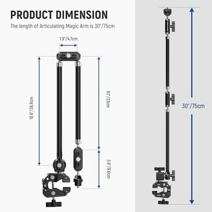 NEEWER 30" Articulating Magic Arm with Desk Super Clamp/Action Cam Mount/Phone Holder, Overhead Camera Mic Boom Stand, Compatible with GoPro iPhone DSLR Webcam Microphone Video Recording, UA056 - style: UA056