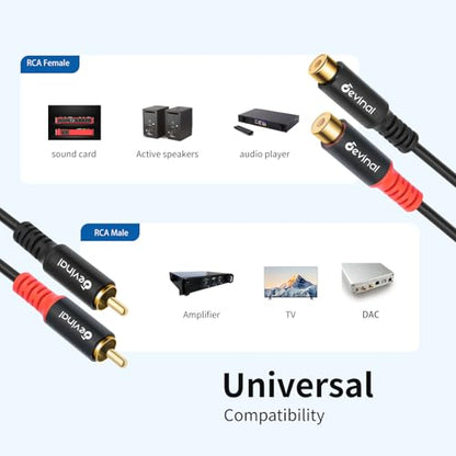 RCA Female to Male Extension Cable - Premium Audio Extender Cord for High Sound Quality & Durability, Compatible with Home Theater, TV, Soundbar - 10ft/3m - size: 10 ft
