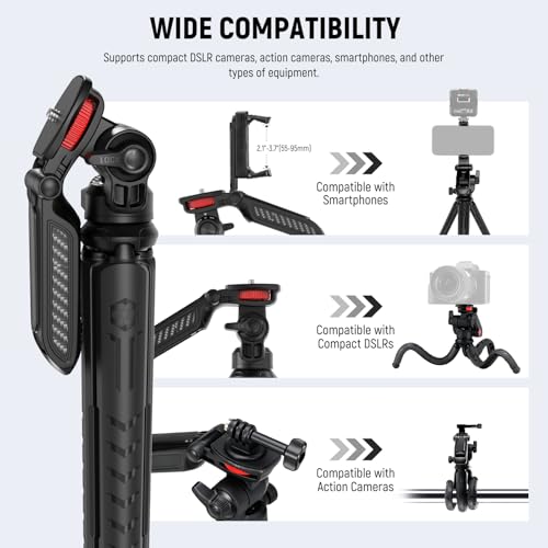 NEEWER Mini Flexible Tripod for iPhone & Camera with Remote/Handle/Phone Holder/Action Camera Adapter, Portable Pocket Desk Tripod for Travel Vlogging Compatible with iPhone GoPro Samsung, TP36 - style: T36