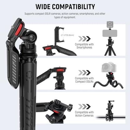NEEWER Mini Flexible Tripod for iPhone & Camera with Remote/Handle/Phone Holder/Action Camera Adapter, Portable Pocket Desk Tripod for Travel Vlogging Compatible with iPhone GoPro Samsung, TP36 - style: T36