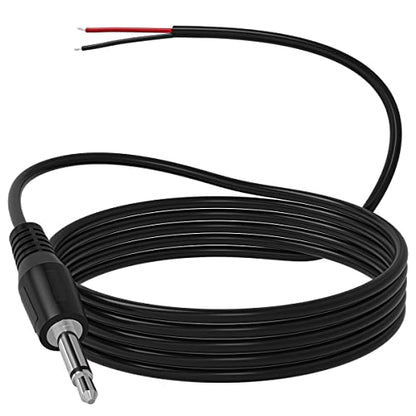 Replacement 3.5mm Male Jack to Bare Wire Open End TS 2 Pole Mono 1/8" 3.5mm Jack Plug Connector AUX Audio Cable for Scanner,Speaker PA Horns,Morse Key, Cooling Fans, Power amp Repair - size: 6ft