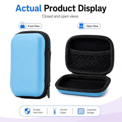 Headphone Case Hard Edge Zipper Bag Compact Portable Headset Storage Bag for Wireless,Headphones Earbuds Cables Charging Cable Travel Waterproof Commuting Home - color: Blue
