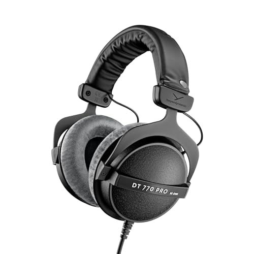 beyerdynamic DT 770 Pro (80 Ohm), Closed-Back Studio Headphones, Black - color: Black with Grey, size: 80 OHM