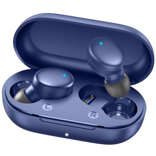 MOZOTER Mini Wireless Earbuds Bluetooth 5.3 in Ear Headphones Headsets | Light Weight,60Hrs Playtime Ear Buds with Charging Case,Smart Touch Control,Premium Sound with Deep Bass for Sport-Blue - color: Blue