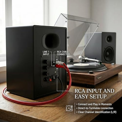 4-Inch Powered Bluetooth Bookshelf Speakers, Walnut - color: Black