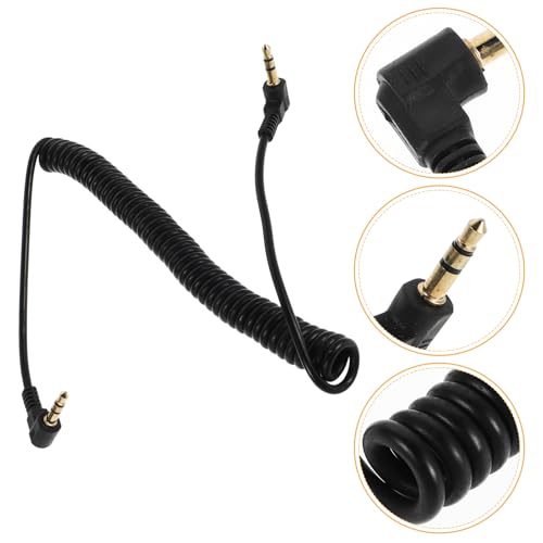Coiled Right Angle Male to Male Stereo Aux Cable Retractable Spring Extension for Headphones Smartphones Tablets Compatible Audio Wire