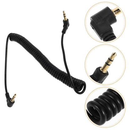 Coiled Right Angle Male to Male Stereo Aux Cable Retractable Spring Extension for Headphones Smartphones Tablets Compatible Audio Wire