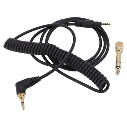 Zunate Replacement Headphone Cable with 6.35mm Adapter – Compatible with DJ HDJ CUE1BT X5 X7 S7, Spring Audio Cord with Locking Plug and OFC Wire for Studio Use