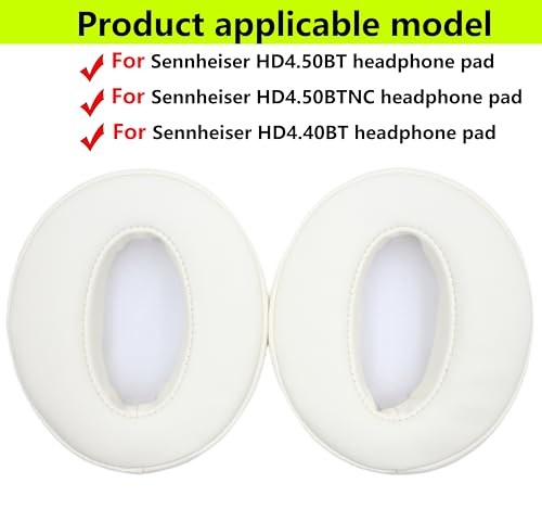 Replacement Ear Pads Compatible with Sennheiser HD4.50 White | for Sennheiser HD4.50BT/HD4.50BTNC/HD4.50SE/HD4.40/HD4.30G/HD4.20S/HD458BT/HD450/HD450BT/HD400S/HD350BT headphones - color: Milky White