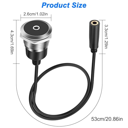 XMSJSIY 3.5mm TRS Panel Mount Female to Female Headphone Audio Cable | 1/8" TRS to Threaded Round 3.5mm Jack Extension Cable Embedded Fixed AUX Audio Adapter for Laptop Microphones - 50CM/1.64FT - style: Female