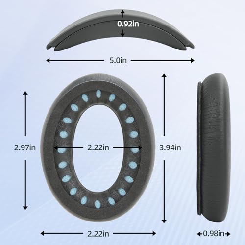Ear Cushion and Protein Leather Replacement Headband Pad Kit for Bose QuietComfort 35 45 QC35 QC45 with Noise Isolation Memory Foam (Dark Gray) - color: Dark Gray