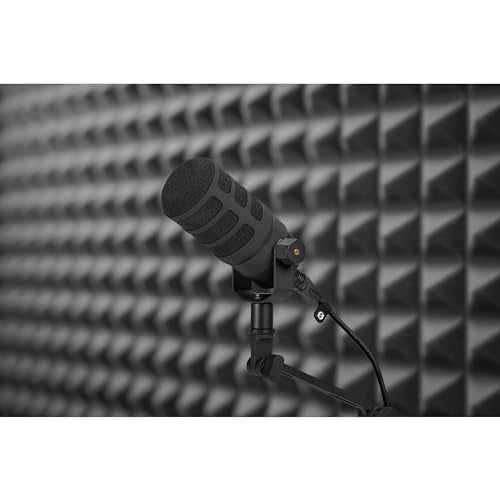 Rode PodMic Cardioid Dynamic Broadcast Microphone Bundle with WS14 High-Density Foam Pop Filter for PodMic — Cardioid XLR Studio Mic for Podcasting, Streaming, Voice Over, Broadcasting