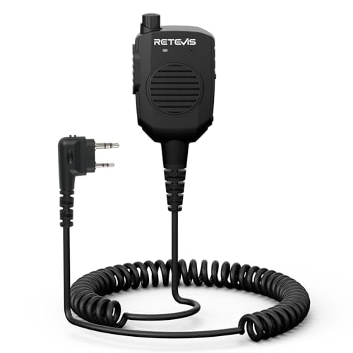Retevis RT86 AI Noise Reduction Walkie Talkie Speaker Mic, 1 Pack | Kevlar Cable, IP54 Waterproof, for RT22/RT68/RT27/H777/RB26, Compatible with BAOFENG UV-5R/BF-F8HP/5RM, pxton Two Way Radio - style: With AI Noise Reduction