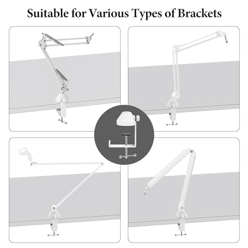GEEKRIA for Creators Microphone Desk Mount Clamp, Boom Arm Clamps for Adjustable Mic Stand Compatible with Rode PSA1+, TONOR T20, Aokeo AK-35, InnoGear Microphone Arm (White)