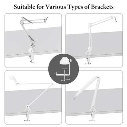GEEKRIA for Creators Microphone Desk Mount Clamp, Boom Arm Clamps for Adjustable Mic Stand Compatible with Rode PSA1+, TONOR T20, Aokeo AK-35, InnoGear Microphone Arm (White)