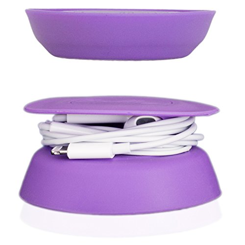 Budley - Tangle-Free Earphone/Earbud Case, Compact Storage System, Silicone (Purple, Set of 1) - color: Purple