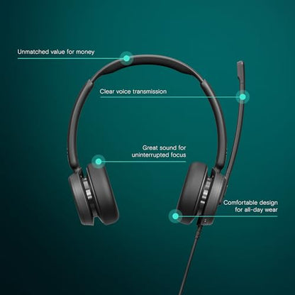 EPOS Impact 460 Binaural On-Ear USB-C and USB-A Wired Headset with Noise-Canceling Mic, Plug-and-Play, Clear Sound, Comfortable Fit, Suitable for Office, Home, and Business Communication - style: Stereo