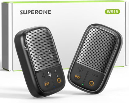 Wearable Bluetooth Speaker with Walkie-Talkie Function Based on Zello App | SUPERONE 2 Pack, IPX7 Waterproof Clip-on Speaker, Portable Speaker for Hands-Free Music/Calls, for Cycling/Hiking - style: 2 Item & Walkie Talkie Funtion
