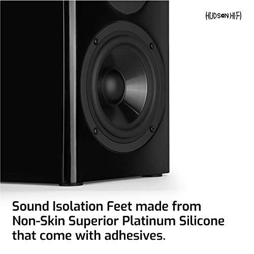 Speaker Isolation Feet – 16-Pack 1" Platinum Silicone Dots by Hudson Hi-Fi – Adhesive Anti-Vibration Pads for Turntables, Subwoofers & Audio Equipment – 20 Duro