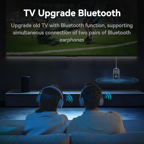 Bluetooth Transmitter Receiver for TV/Airplane, Supports 2 Headphones with AptX Adaptive/Low Latency, 3.5mm Aux Wireless Audio Adapter for Home Stereo/Flight/Car/Speakers/Gym, Plug & Play