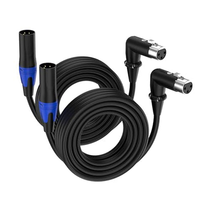 3.3FT 2 Pack XLR Right-Angle Male to Straight Female Microphone Extension Cable, for Powered Speakers,Audio Interface or Mixer for Live Performance & Recording - style: XLR Right-Angle Female to Straight Male 3.3 FT
