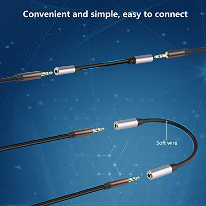 3.5mm Female to Female Adapter Cable TRS Stereo Audio AUX Connector Cod for Headphones, Car, HiFi - 15cm/6inch (Grey) - color: Grey