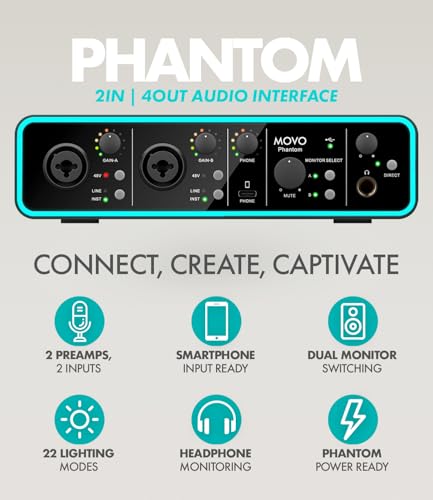 Movo Podcast Equipment Bundle - Phantom USB Audio Interface, 2 UM6 XLR/USB-C Dynamic Microphones, and 2 Tabletop Stands - Dual Microphone Setup for Professional Podcasting and Streaming - style: with 2 Microphones and Desk Stands