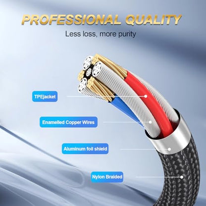 3.5mm to RCA Cable, 24K Gold-Plated RCA Male to Aux Audio Adapter 33ft/10M, Nylon Braided Audio and Video Cable Extension for Smartphones, HDTV, Tablet, Home Theater, Speaker, MP3 - size: 33 ft, style: 3.5mm to RCA Cable