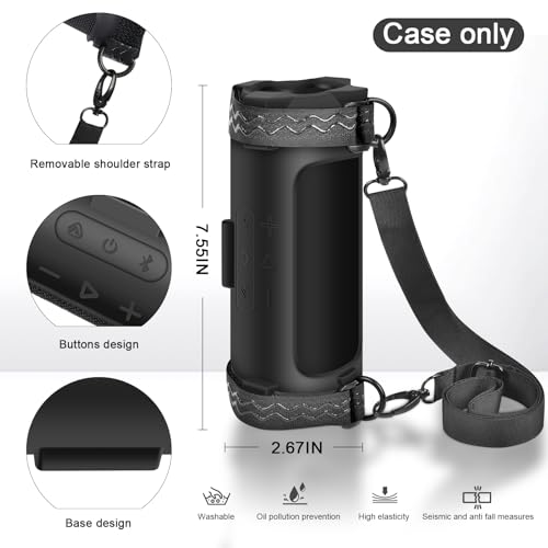 ANKHOH Case for Jbl Flip 7 Portable Waterproof Drop-Proof Bluetooth Speaker - color: Black