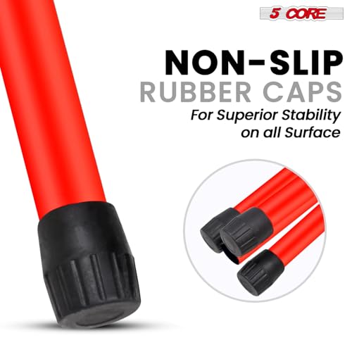 5 Core Speaker Stand Pair Universal Mount Steel Construction 132 Lb Capacity Stable Tripod w/Adjustable Height 36” w 35mm Compatible Insert Metal Safety Pin Included Bag - color: RED