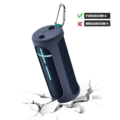 Travel Carrying Protective Silicone Case Compatible with Ultimate Ears Boom 4 Portable Bluetooth Wireless Speaker, Silicone Case Cover with Metal Hook for Ultimate Ears Boom 4 (Blue) - color: Blue