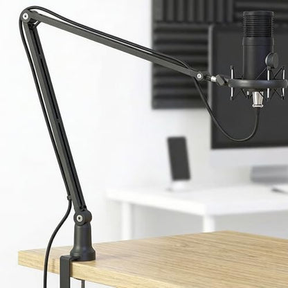 Professional Mic Arm Desk Mount, Heavy Duty All Metal Microphone Boom Arm with Hidden Cable Management, 360° Adjustable Mic Stand for Studio Recording & Streaming Boom