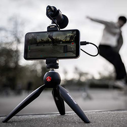 Shure MV88+ Video Kit - Digital Stereo Condenser Microphone for Apple and Android, with Manfrotto PIXI Tripod, Phone Clamp, Mount, iOS and USB-C Cables for Next-Level Connectivity (MV88+ Video KIT) - size: Compact, style: MV88+ Video Kit (Old Package)