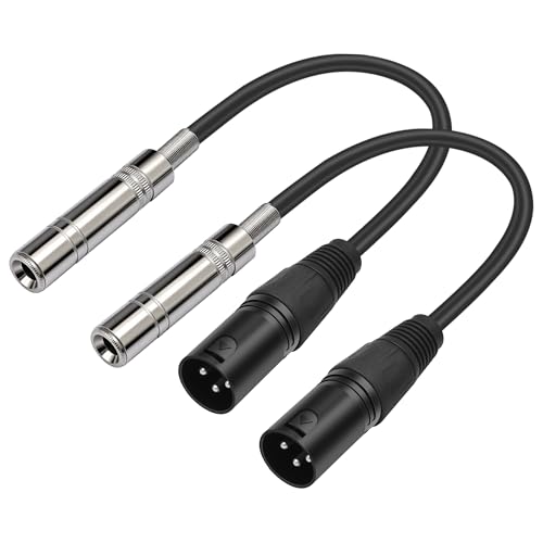 XLR Male to 1/4 inch 6.35MM Female Stereo Audio Cable 3PIN XLR Male to TRS Female Cable 1 FT(30cm) 2pcs - style: 3PIN XLR male to 6.35MM TRS Female Cable 1 FT(30cm)