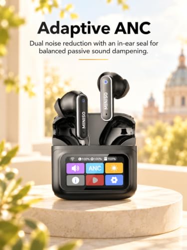 MINISO MS128 ANC Bluetooth 6.0 in-Ear Earbuds Touch Screen Charging Case - color: Black