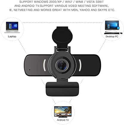 LarmTek Computer Camera with Microphone, 1080P Webcam with Webcam Cover Compatible with Mac OS Windows Laptop PC Desktop,HD Webcam for Live Streaming Gaming Calling Video Conferencing
