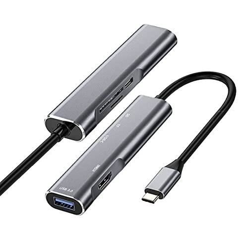 USB C to HDMI Adapter for Samsung DeX,DeX Station for Galaxy S25/S24/S23/S22/Note20/10/Tab S9/S8/S7,DeX hub with HDMI 4K,USB3.0,PD 60W,SD/TF Card Slot,Steam Deck,Nintendo Switch. - color: Gray 5IN1 SD/TF