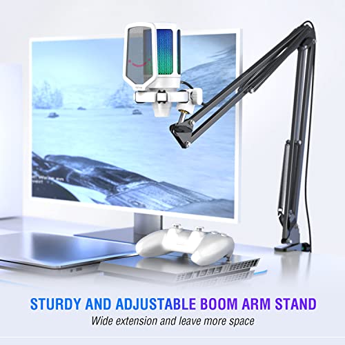 FIFINE Streaming Gaming USB Microphone Kit and PC Gaming Headset with 7.1 Surround Sound,Condenser RGB Mic,Plug and Play,Computer RGB Over-Ear Headphones for PS4/PS5,for Streaming/Game Voice(A6TW+H6P)