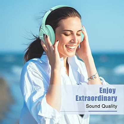 BERIBES Bluetooth Headphones Over Ear Wireless HiFi Stereo Headsets 65H 6EQ | Bluetooth 6.0,with Built-in HD Mic,Foldable Lightweight,Comfort Fit,Fast Charging,Deep Bass for Home Office Cellphone PC Ect. - color: Green