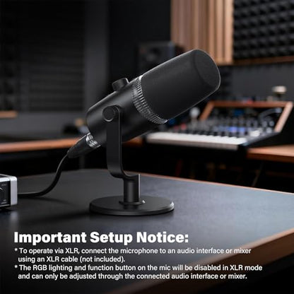 USB/XLR Dynamic Microphone for Gaming Streaming Podcast Recording PC Mic