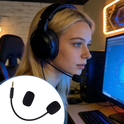 Mic Replacement for Razer Barracuda X Headsets, 3.5mm/0.14in Detachable Gaming Boom Headphone Microphone Parts Replacement with Foam Cover Compatible with Barracuda X Headsets, Noise Cancelling