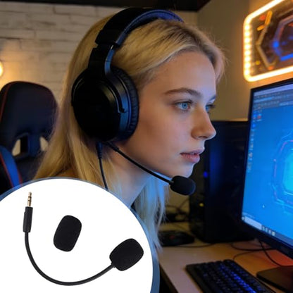 Mic Replacement for Razer Barracuda X Headsets, 3.5mm/0.14in Detachable Gaming Boom Headphone Microphone Parts Replacement with Foam Cover Compatible with Barracuda X Headsets, Noise Cancelling