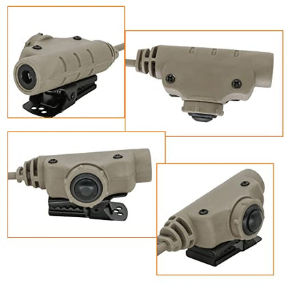 HEARFALCOM U94 PTT Tactical Headset Adapter V2 PTT Push to Talk Adapter Kenwoo 2 Pin Ptt Compatible with Civilian Version Tactical Headset Suitable for Airsoft Hunting Sports (DE 1) - color: sand