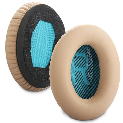 QC25 Earpads Replacement Ear Cushions Cover Compatible with Bose QuietComfort 35 25 15 2 / QC35 QC25 QC2 QC15 AE2 AE2i AE2w SoundLink SoundTrue Around-Ear Headphones Memory Foam Ear Pads - color: Beige