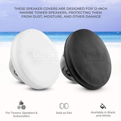 DS18 Hydro CS-12/BK 12" Silicone Marine Speaker Cover - Sun, Water, Dust Protection - Special Edition (Pair) - color: Black, size: 12 Inches