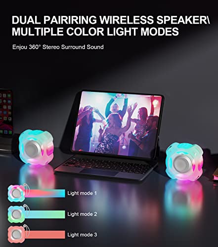 comiso Bluetooth Shower Speaker, IPX7 Waterproof Speaker with Robust Bass | Portable Speaker with LED Light, Floating, Stereo Sound, 2000mAh, Lanyard, Great for Kayak, Travel, Beach, Gift for All Ages - color: Crystal