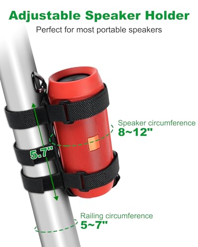GOFORWILD Portable Speaker Mount for Bluetooth Wireless Speakers | Waterproof Speaker Strap Compatible with Golf Cart Railing/Bike/Moto/Boat/ATV, Black